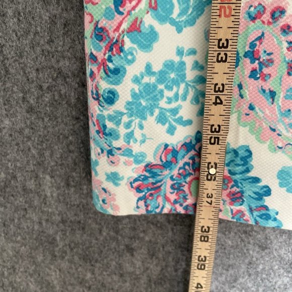 Talbots Teal & Pink Paisley Sheath Dress, Fresco Style, 14P - Picture 4 of 9